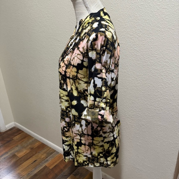 Blue Ginger - Pleated Button-Up Tunic Blouse - Made of 100% Raton - Size Small - Picture 4 of 16